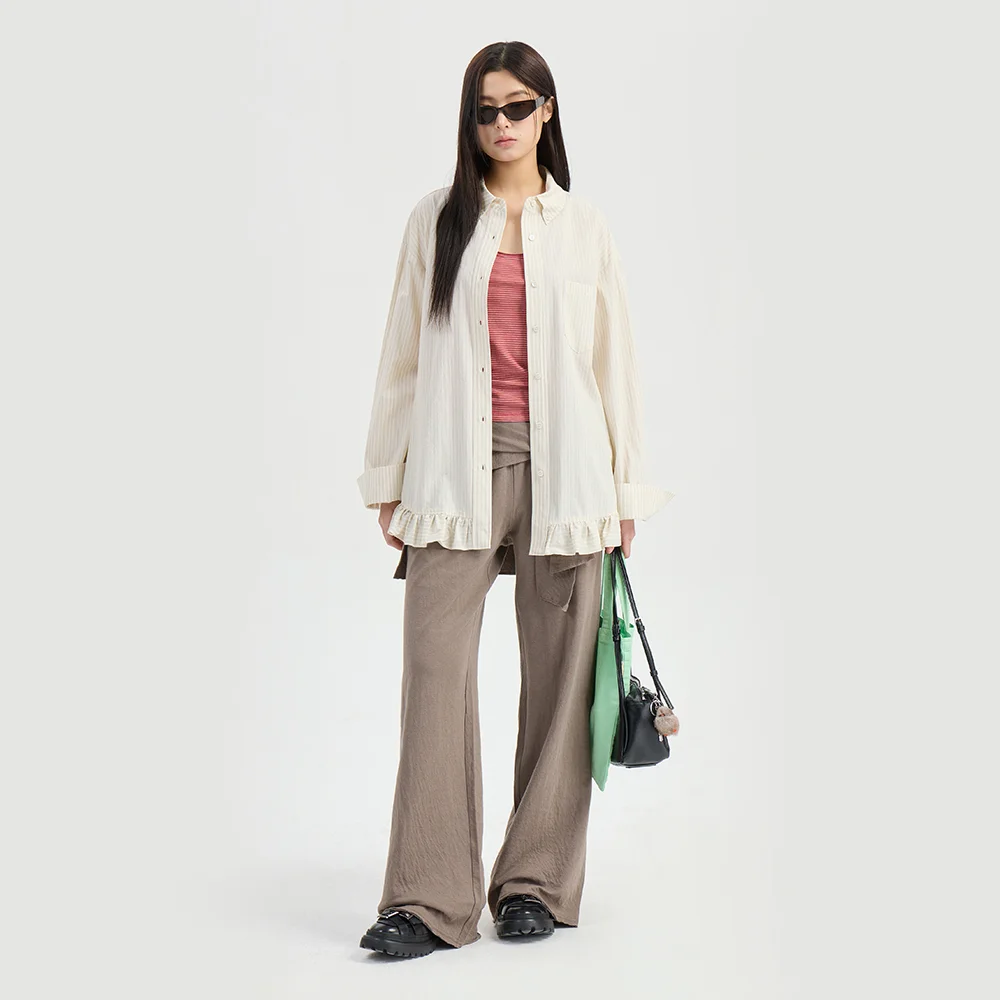 Chouetties by LUCKY CHOUETTE Layered Detail Jersey Long Pants (brown) LAPNX26310BRX