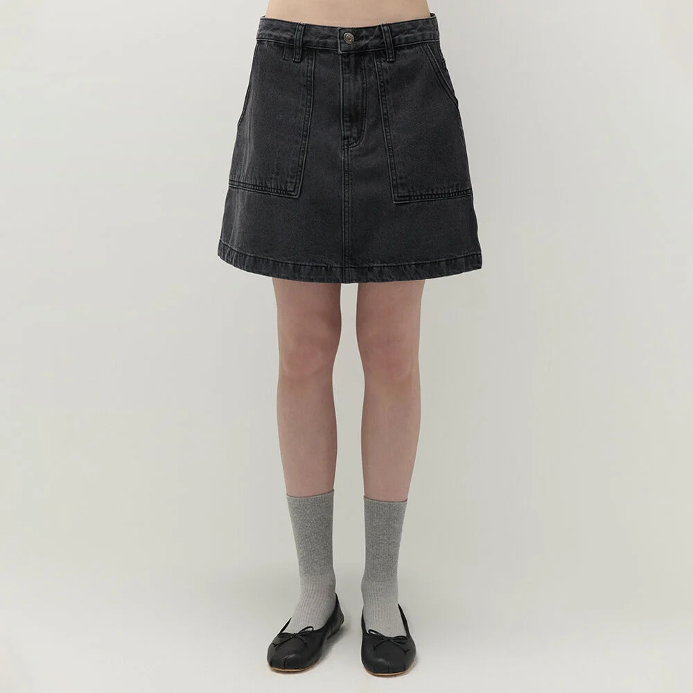 Denim Pocket Skirt (Black)