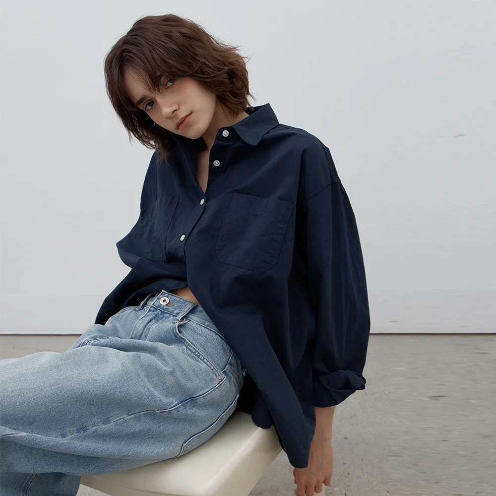 Vintage washing shirt (navy)