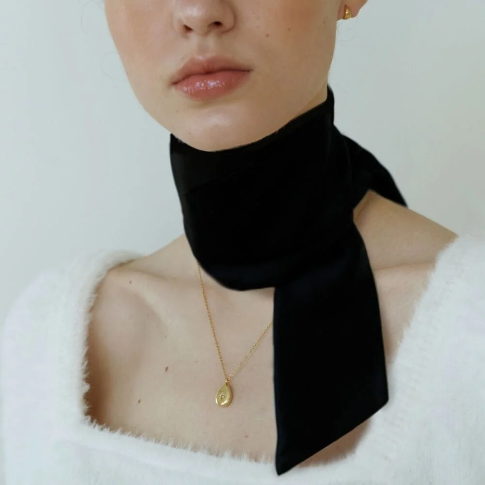 Two-Way Long Silk Scarf_BK