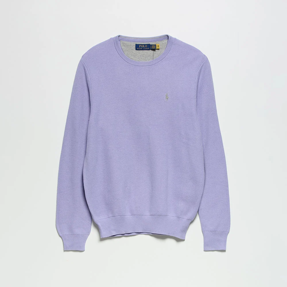 紋理 純棉 圓領 毛衣 (PURPLE)