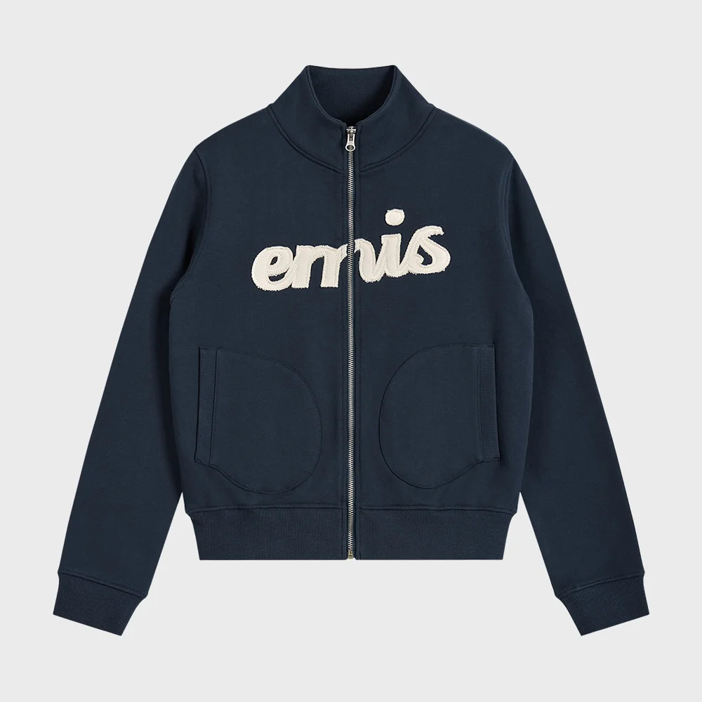 (W) LETTERING LOGO SWEAT ZIP-UP-NAVY