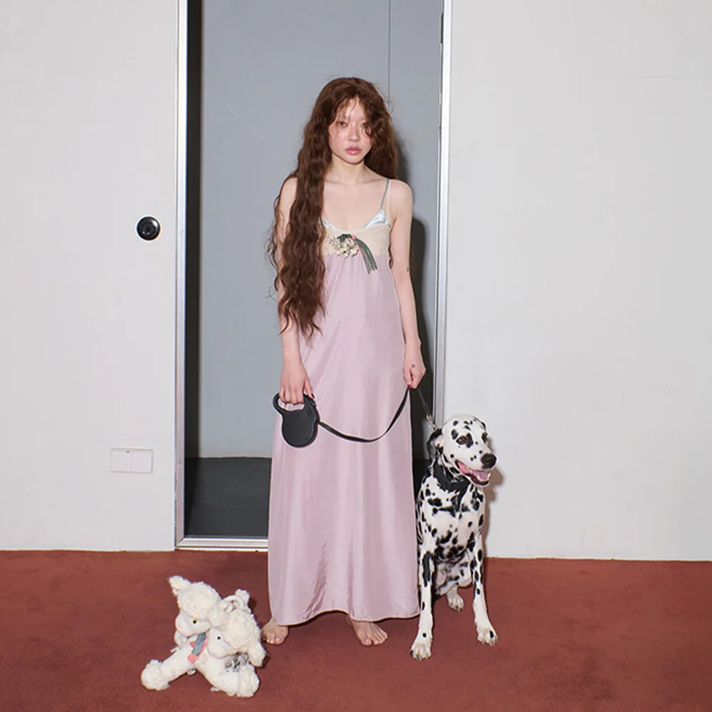 hooked back slip long dress
