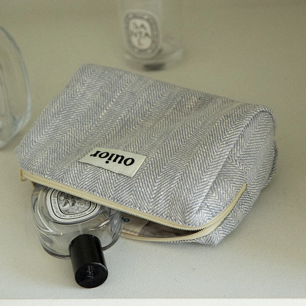 ouior everyday pouch - herringbone sky gray