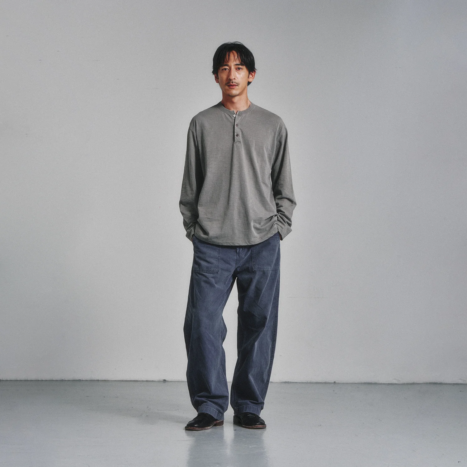 Garment Dyed Curved Fatigue Trousers_French Blue