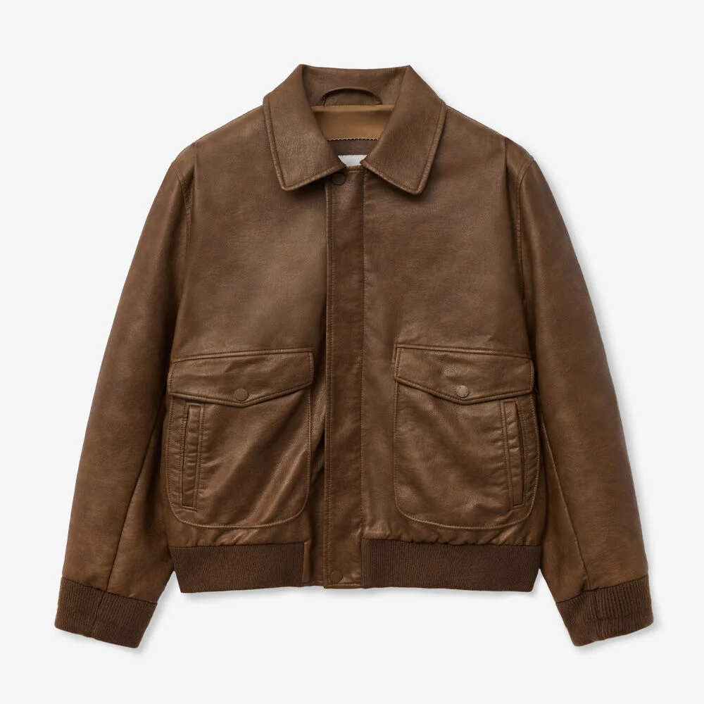 ORIGINAL VINTAGE WASHING LEATHER JUMPER_BROWN