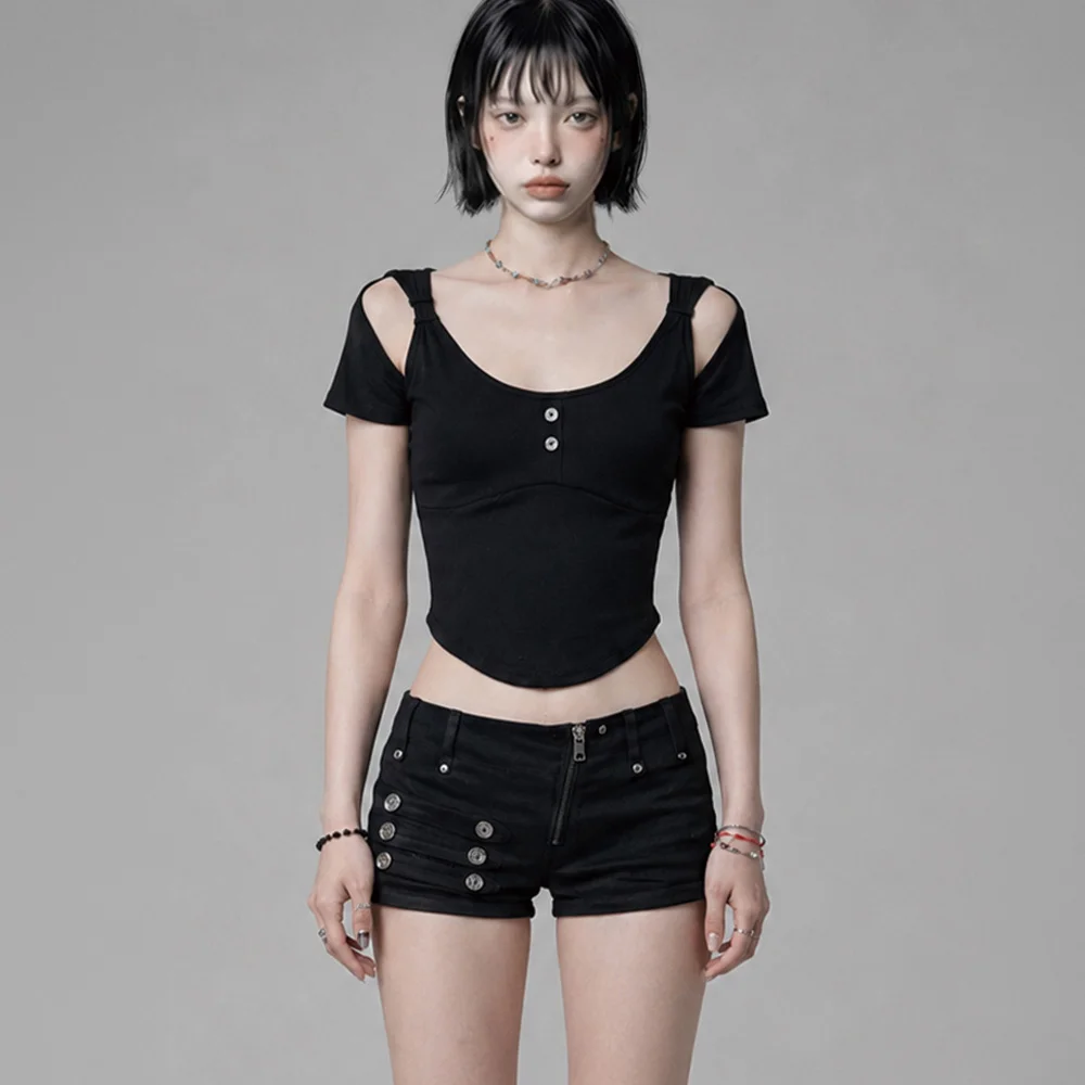 Layered Buckle Line Top (Black)