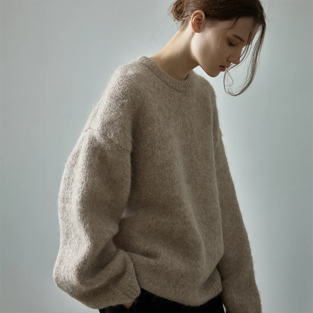 羊駝毛 雲朵 針織衫_beige