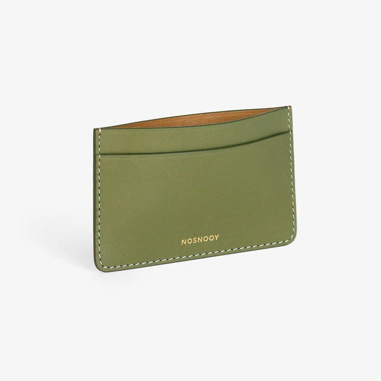 Italy nappa card holder olive green