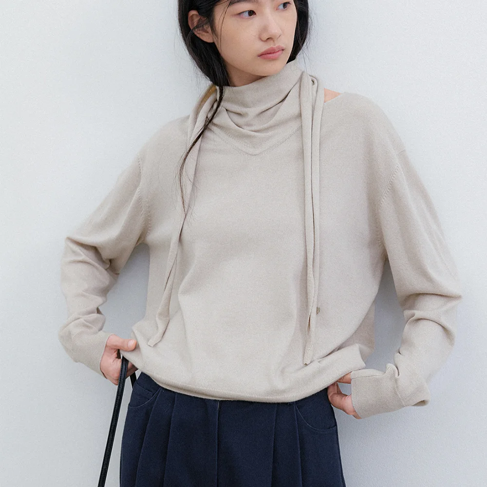 (T-7297)TRIANGLE SCARFED KNIT