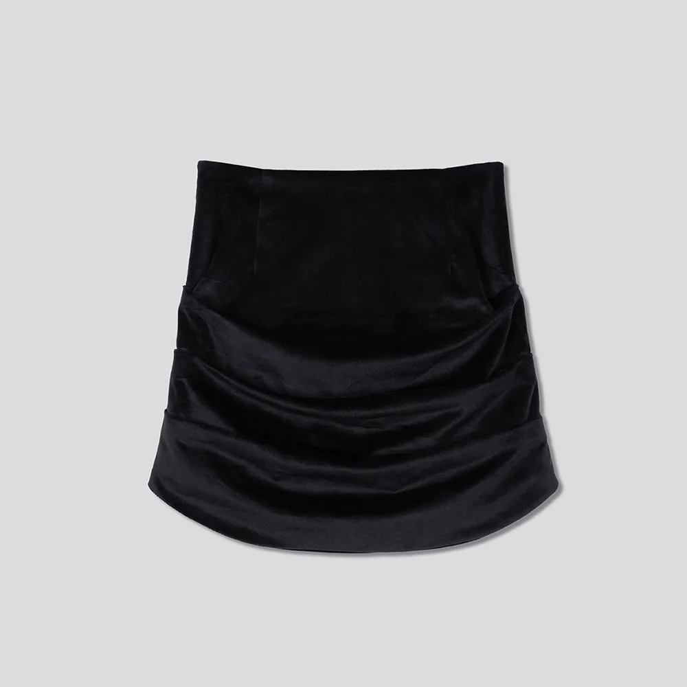 Velvet Draping Skirt Black