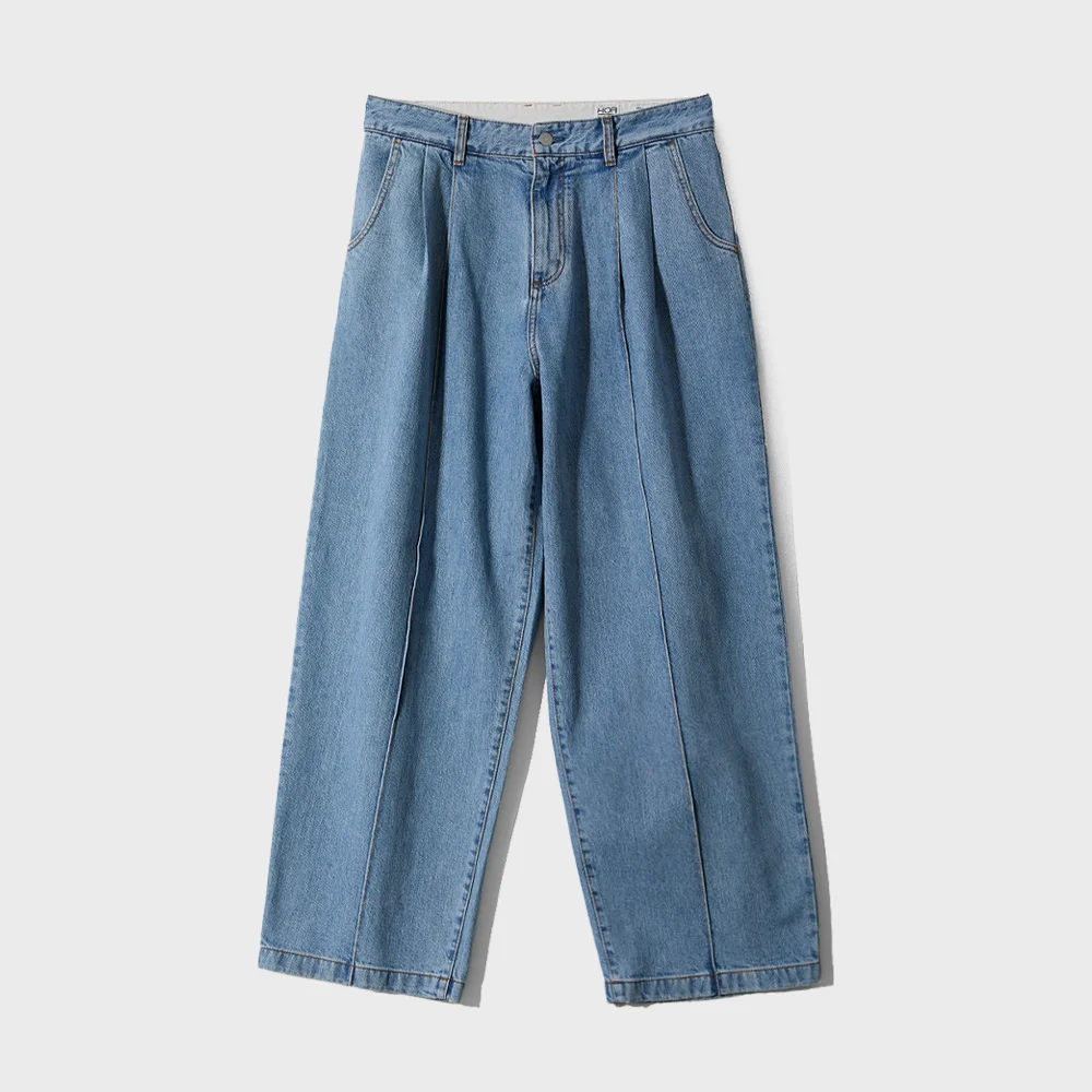 Nileblue Wide Pleats Denim Pants Light Blue