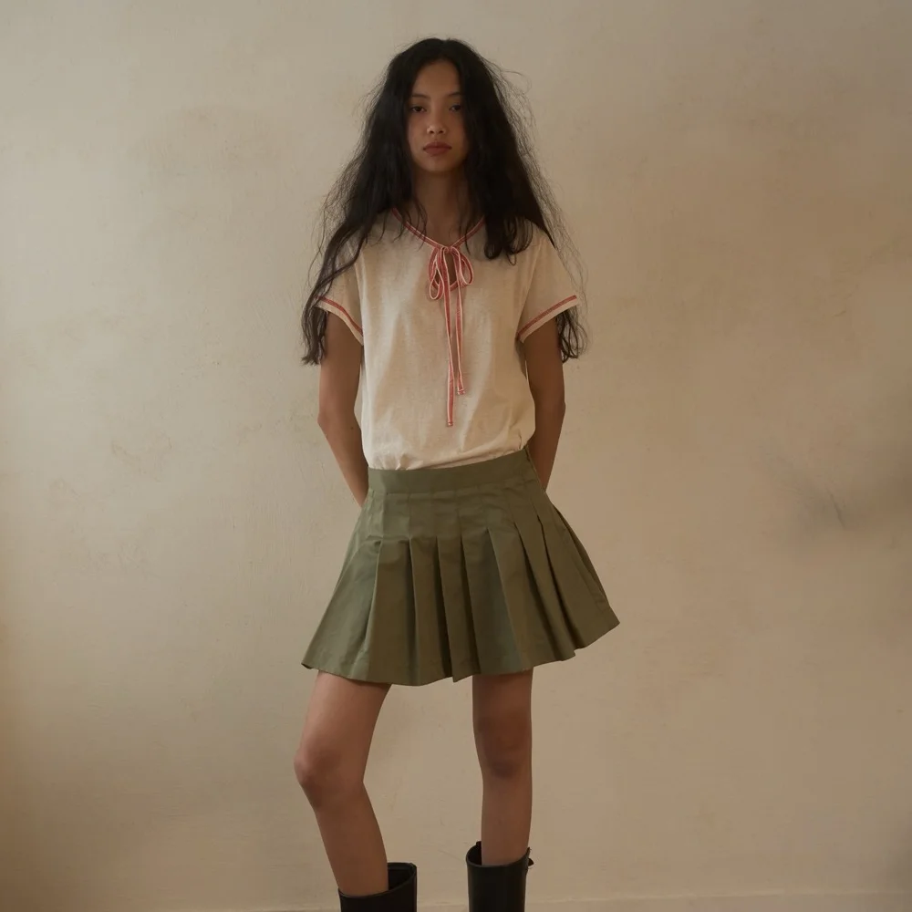 Highteen Pleats Skirt / Khaki