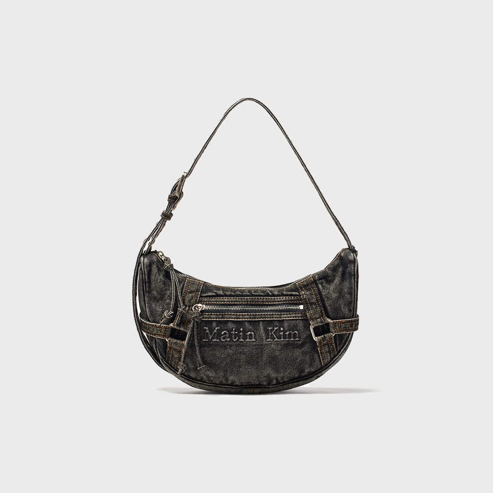 MATIN WASHED DENIM MINI HOBO BAG IN BLACK