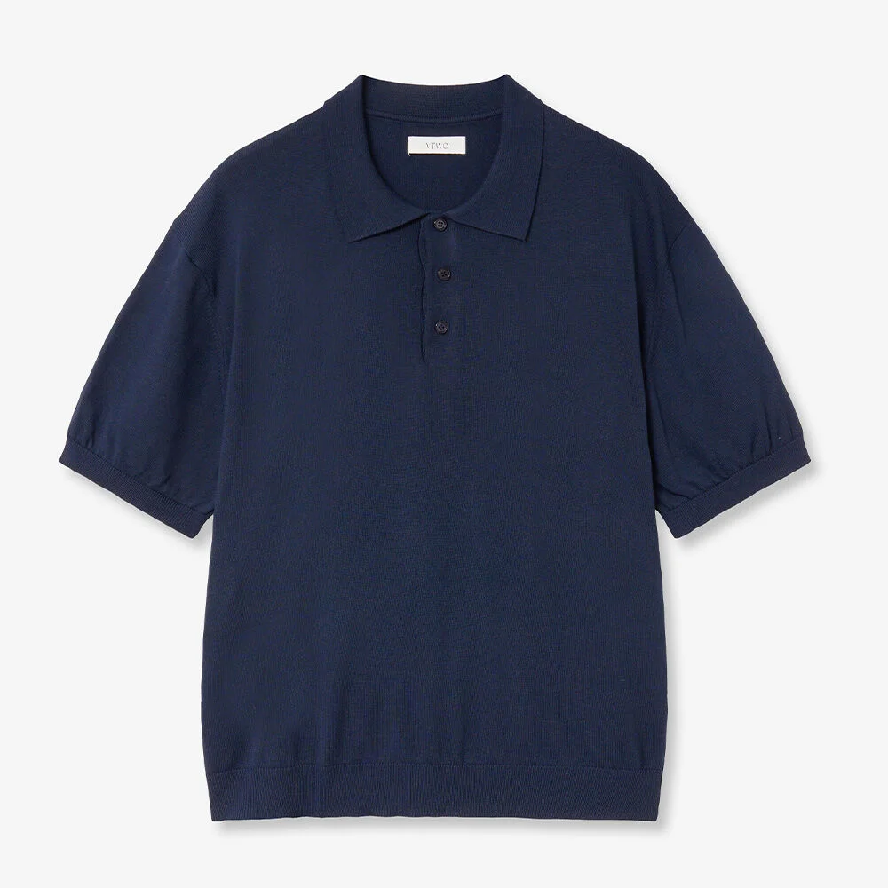 涼感 可水洗 Polo 針織衫 (NAVY)