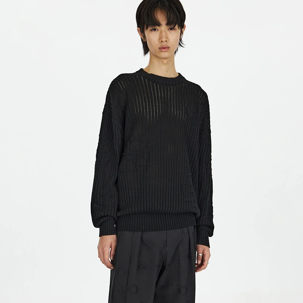 23SS Flower Crew-Neck Knit Black