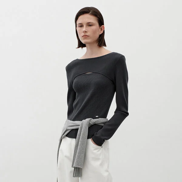 RAVI KNIT TOP&SLEEVELESS SET S(T-7111)