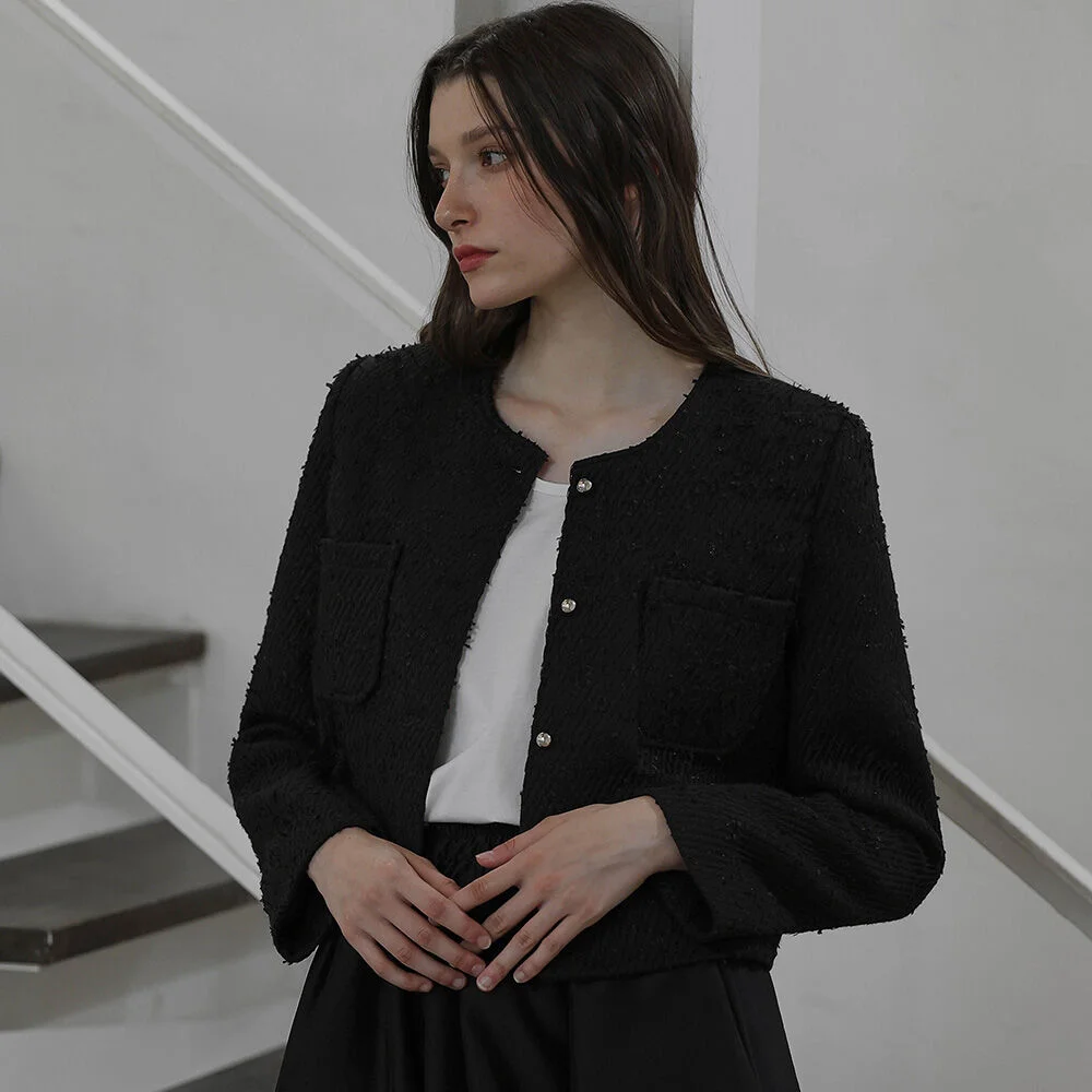 Out Pocket Single Tweed Jacket