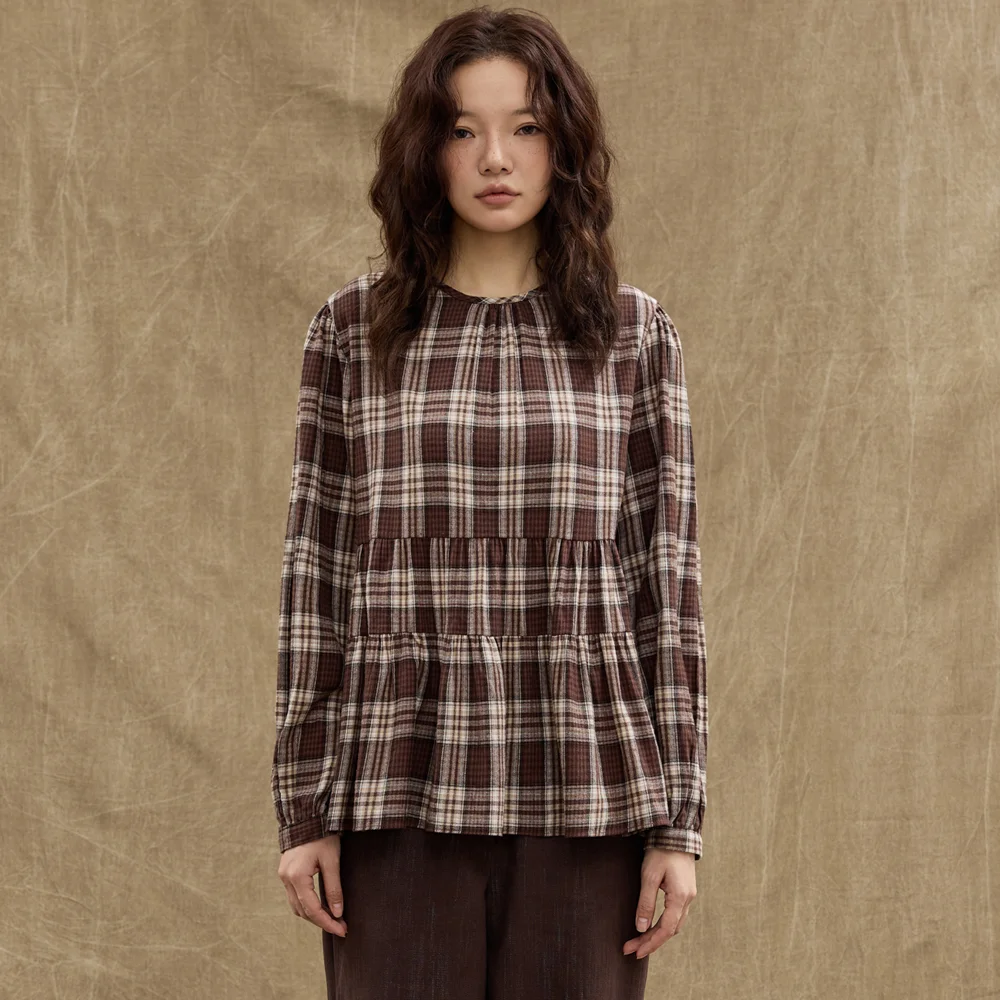 Check Ribbon Blouse