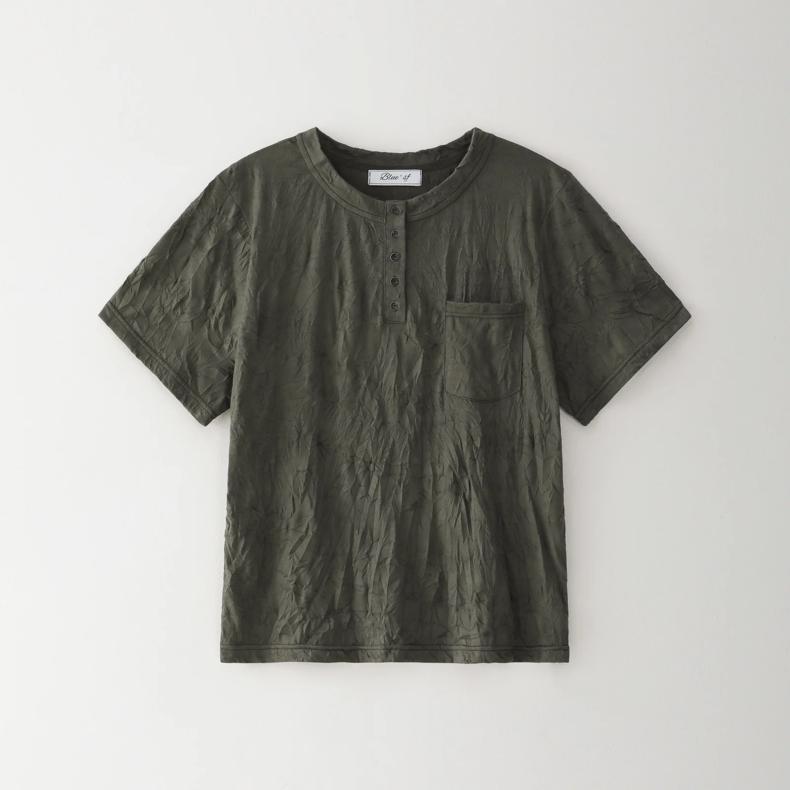 Bluesf texture henley half tee