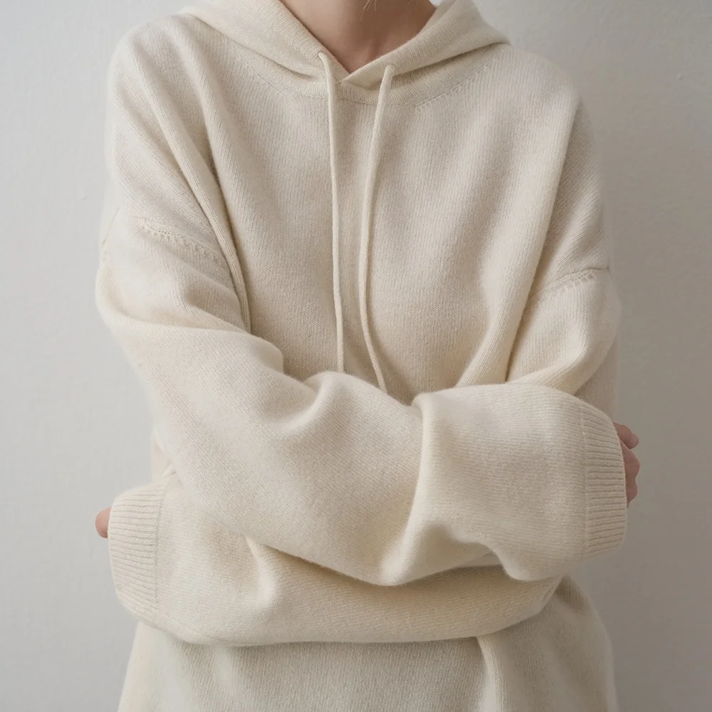 羊絨 連帽 套頭_ivory