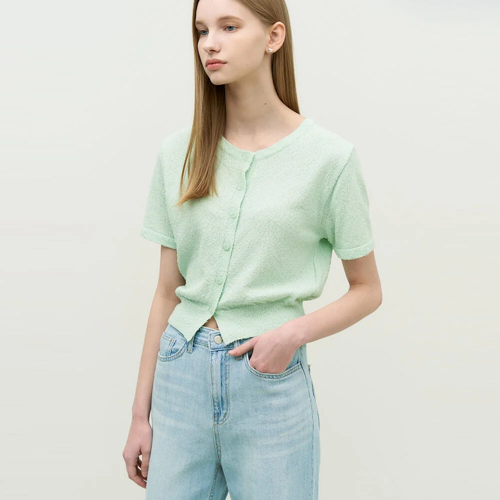 Twink bookle half cardigan - mint