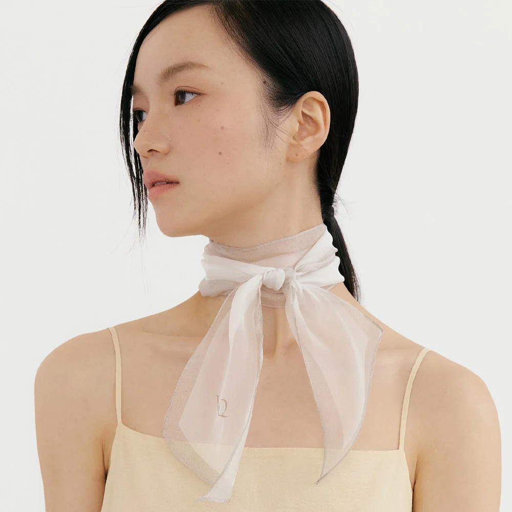 Silk Organza Aura Scarf - Ivory Nude