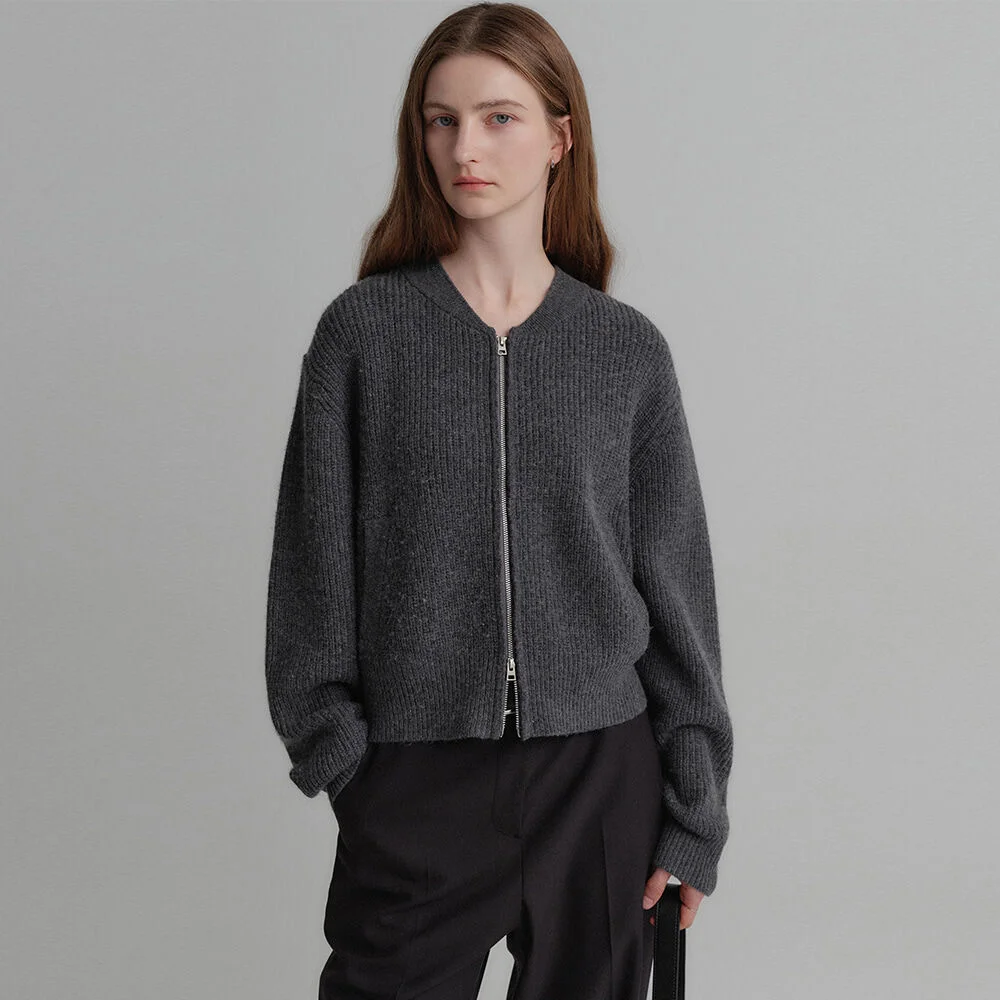 Alani 拉鏈 針織衫_炭灰色 / ALANI WOOL ZIP UP KNIT_CHARCOAL