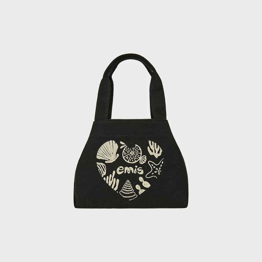 HEART COASTAL MINI TOTE BAG-BLACK