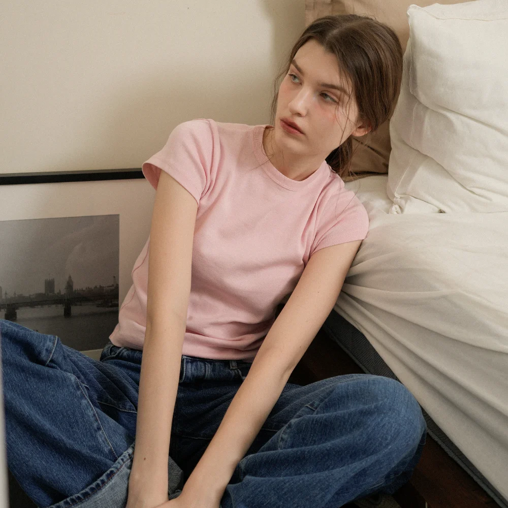 Cotton Basic Half Tee (pink)