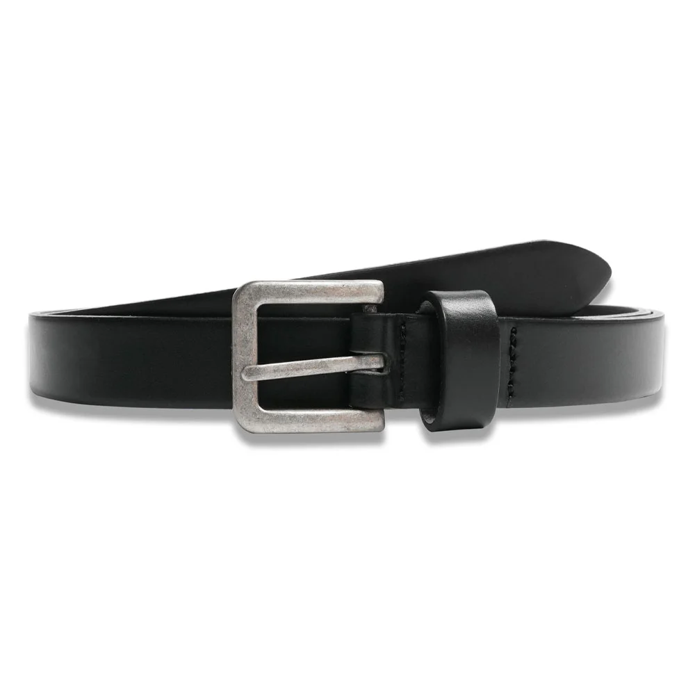 Square Basic Hard Leather Belt in Black