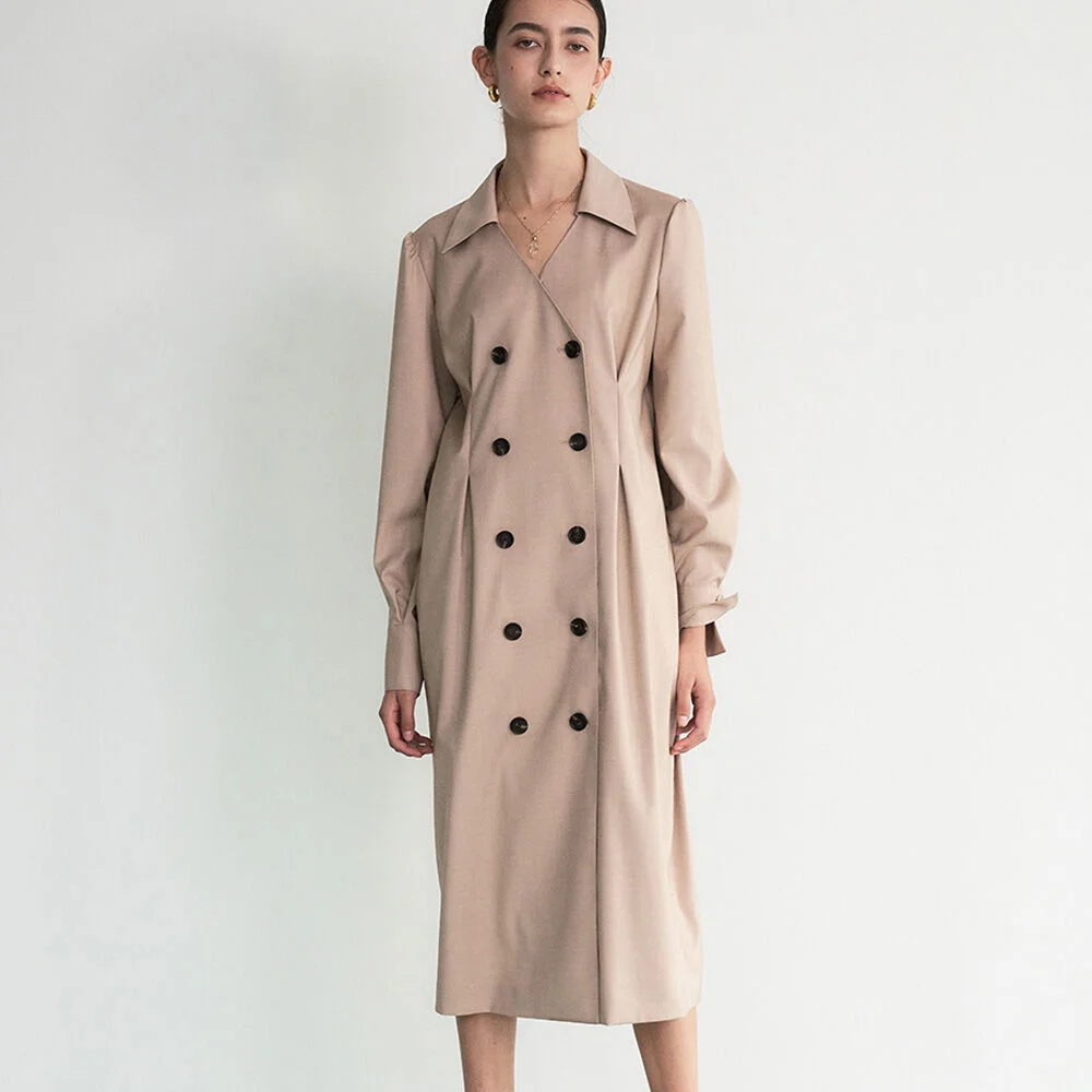 004 Double-breasted Jacket Dress (Brown)