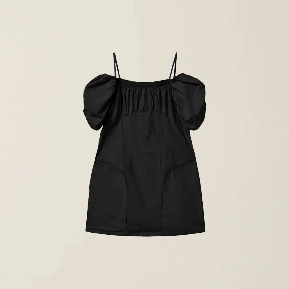 WOMENS SMOCKED ONEPIECE BLACK