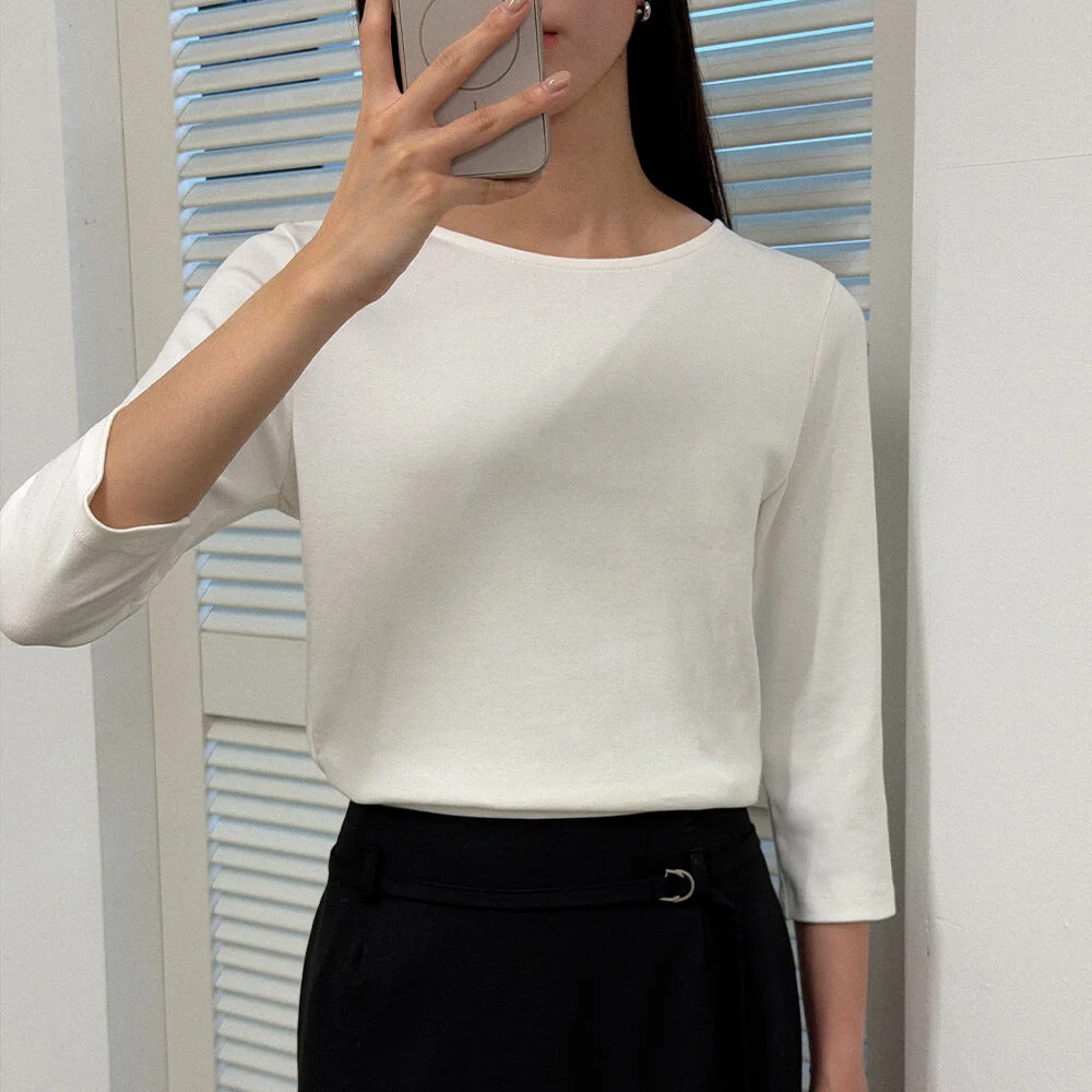LAYER BOAT NECK TEE _lvory