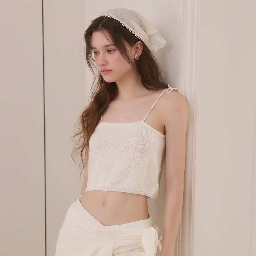 Minimal ribbon bustier - ivory