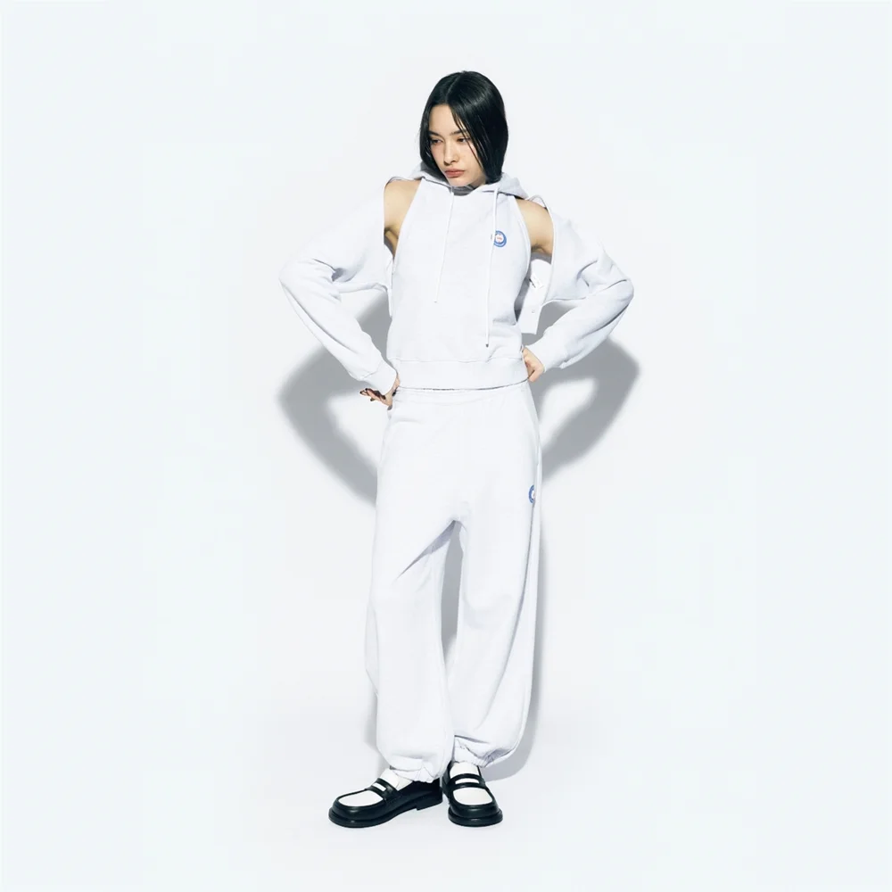 WIDE JOGGER PANTS WHITE MELANGE