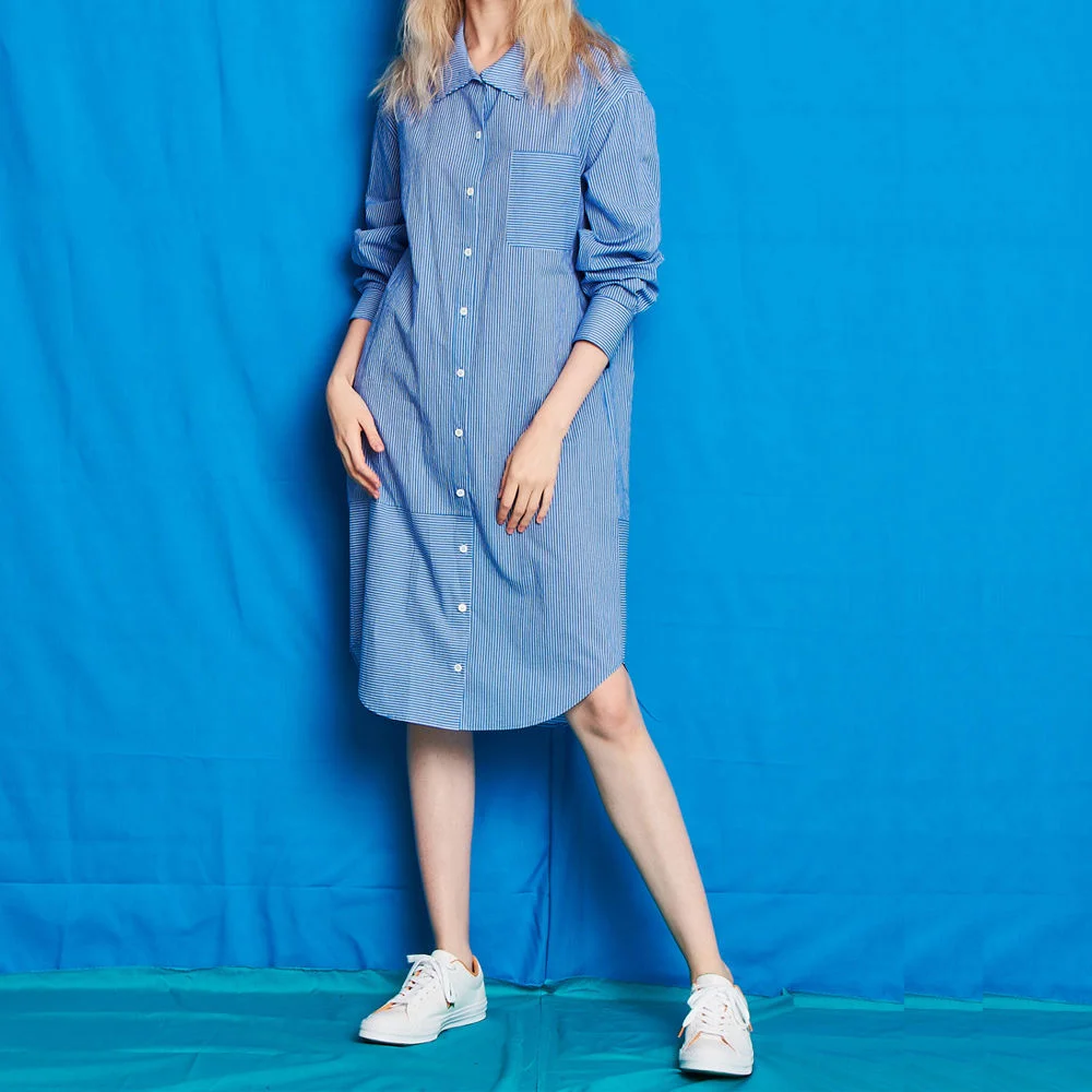 HIGHNECK SHIRT DRESS (BL)