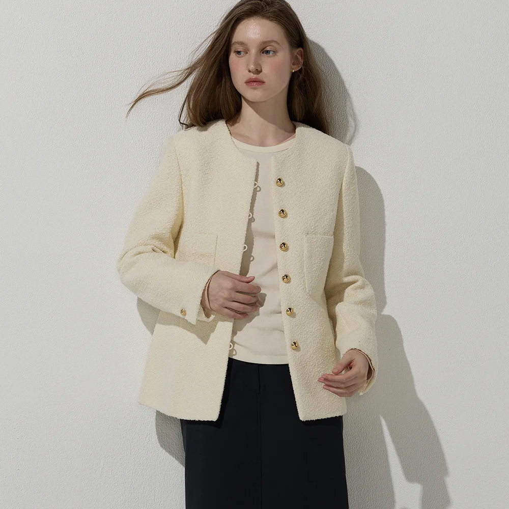 Boucle tweed jacket - Cream ivory