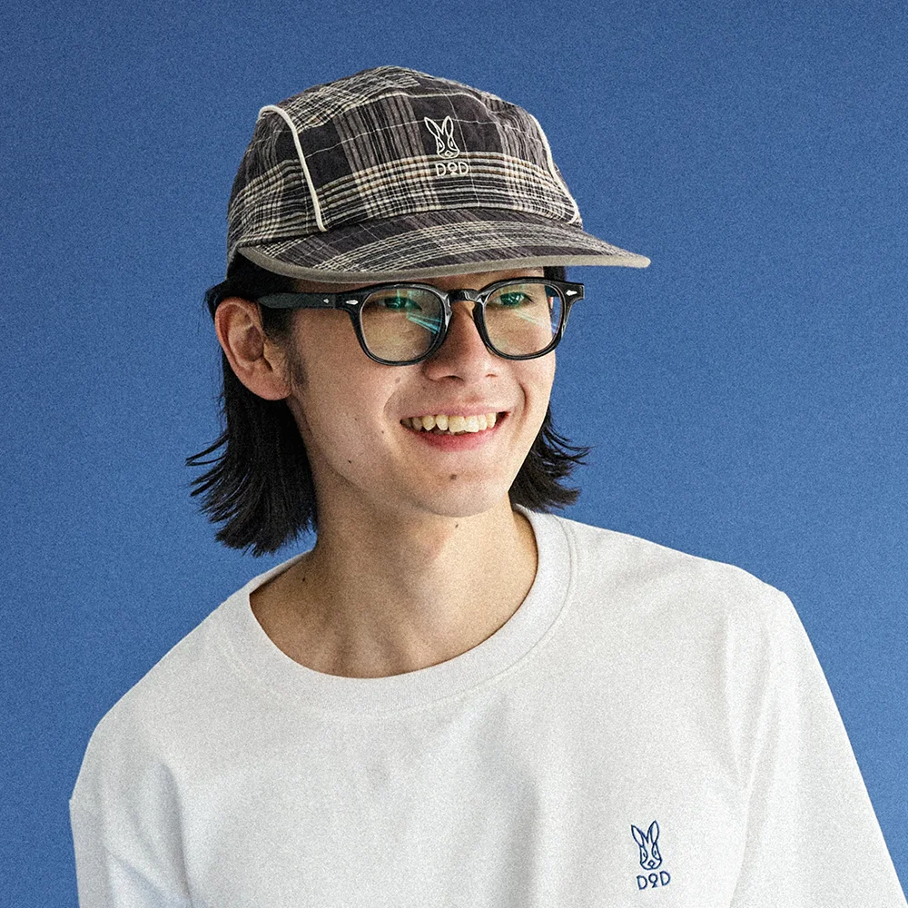 Cheki 泡泡紗 寬版 帽(NAVY PATTERN)