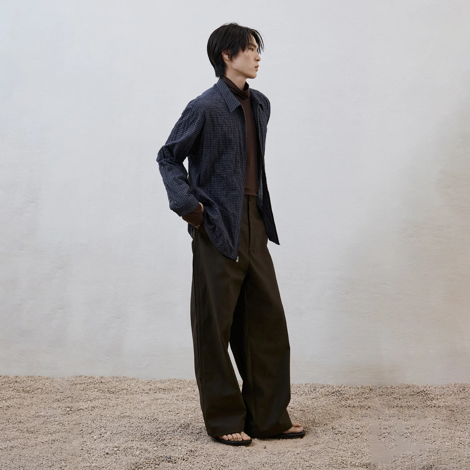 Zipped Shirt - Navy Check