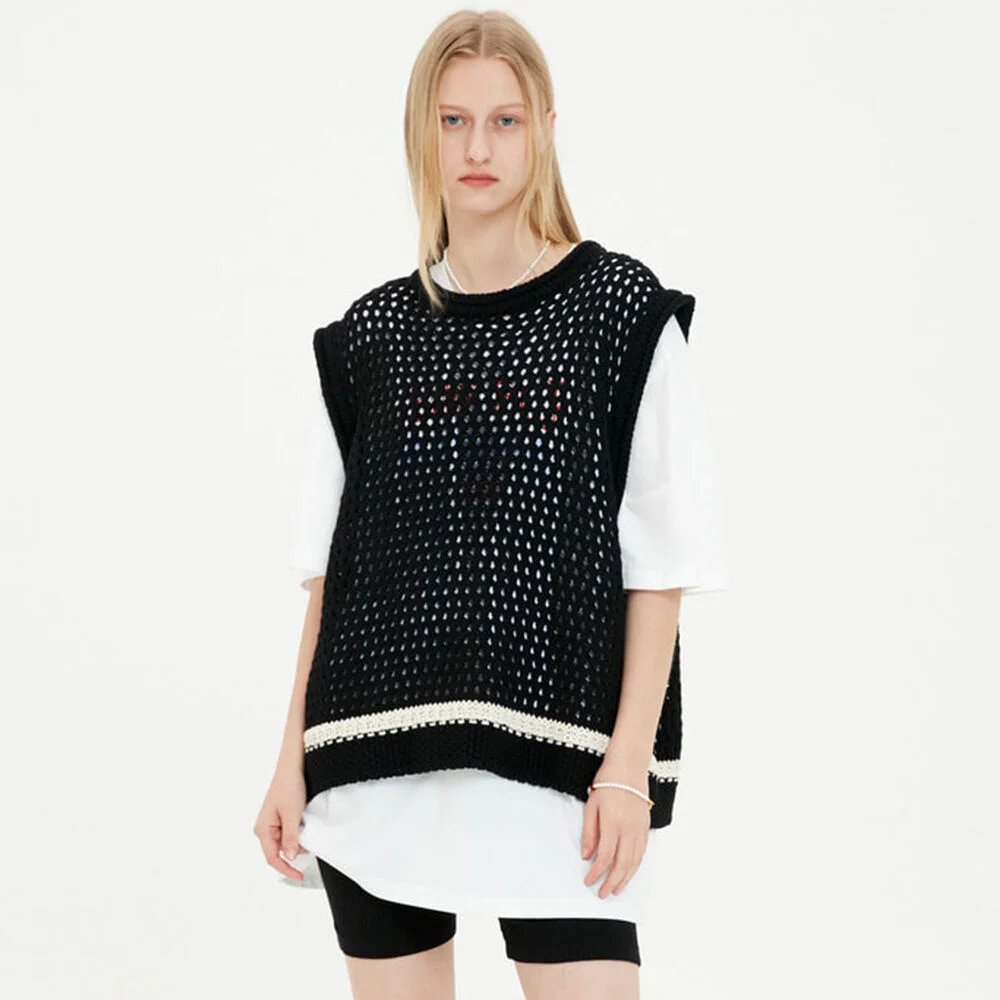 UNISEX, Honeycomb knit Vest / Black