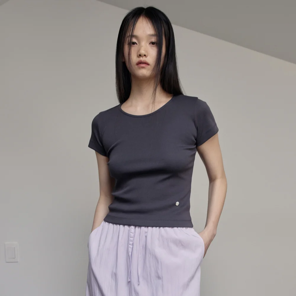 Symbol Slim Rib T-Shirts (Charcoal)