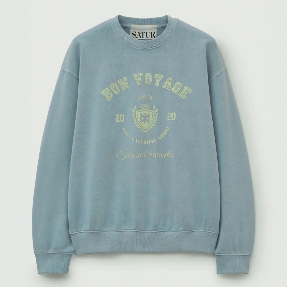Bon Voyage 染色 衛衣 天藍色 藍色