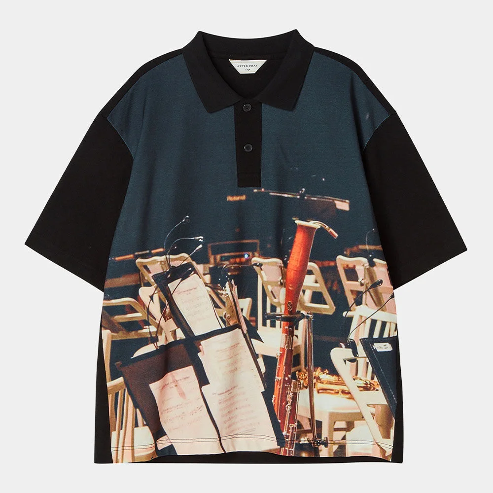 全 印花 Polo 黑色