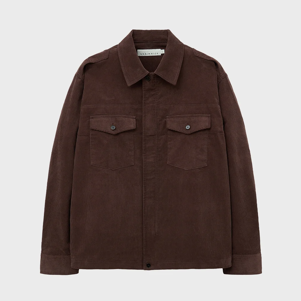 EPAULETTE CORDUROY SHIRT JACKET (BURGUNDY)