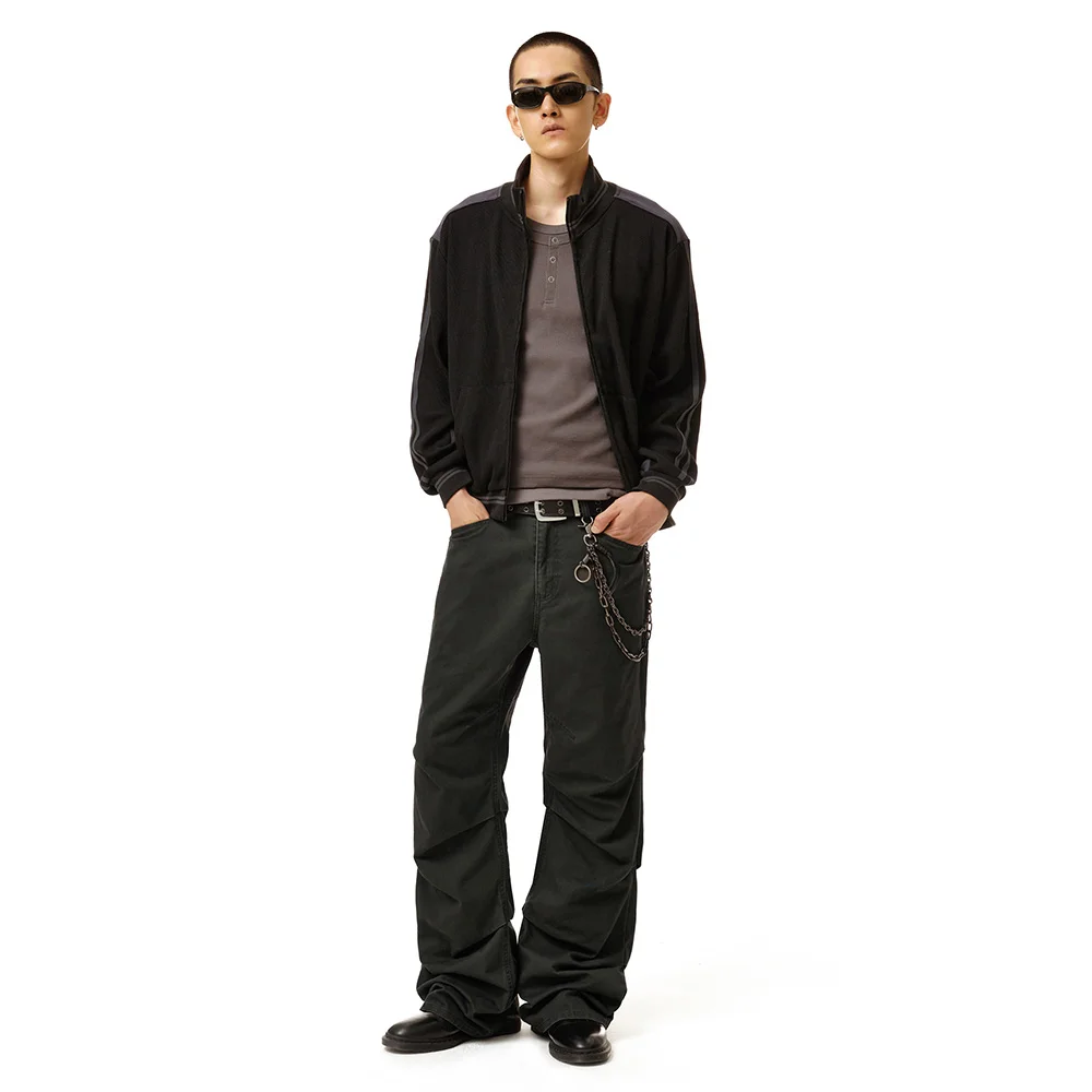Loose Flared Shirring Pants DCPT075Charcoal
