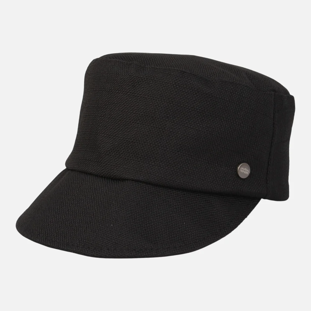 Linen Black Logo Riding Cap Marine Cap