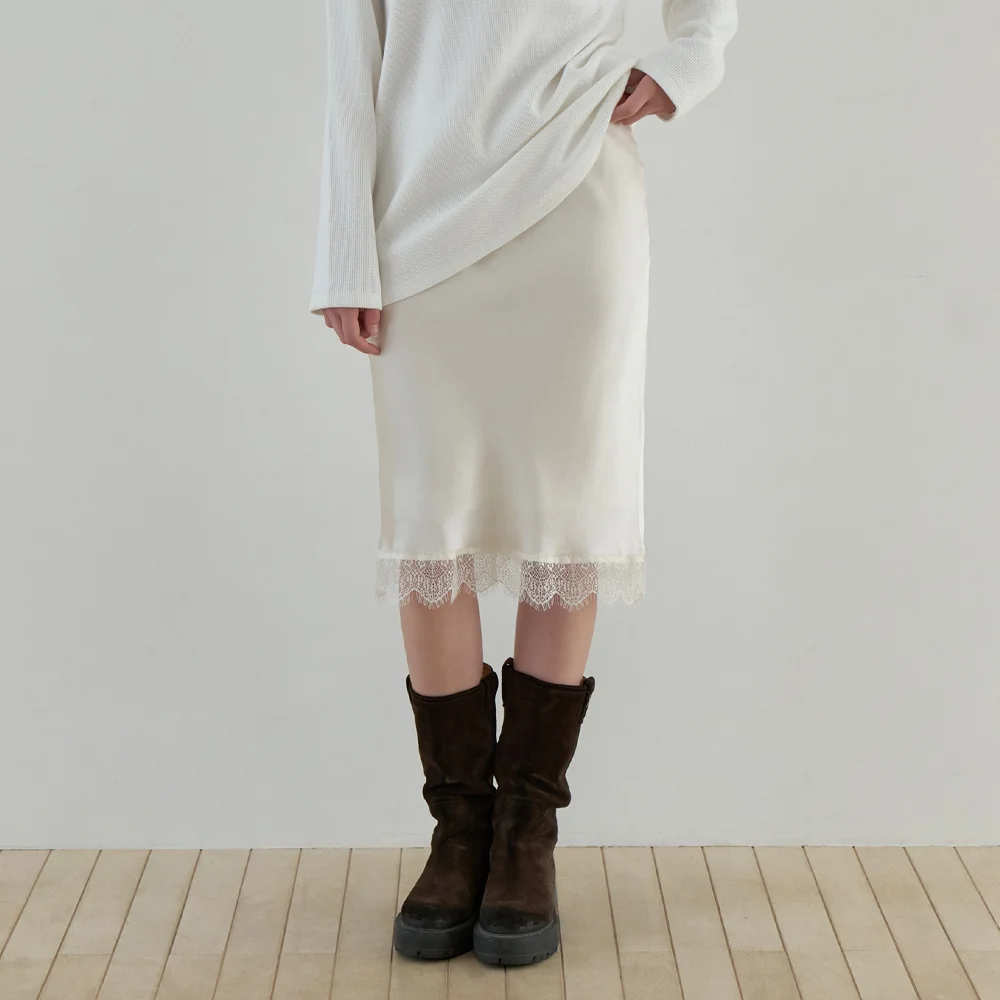 Veya lace midi skirt (cream)