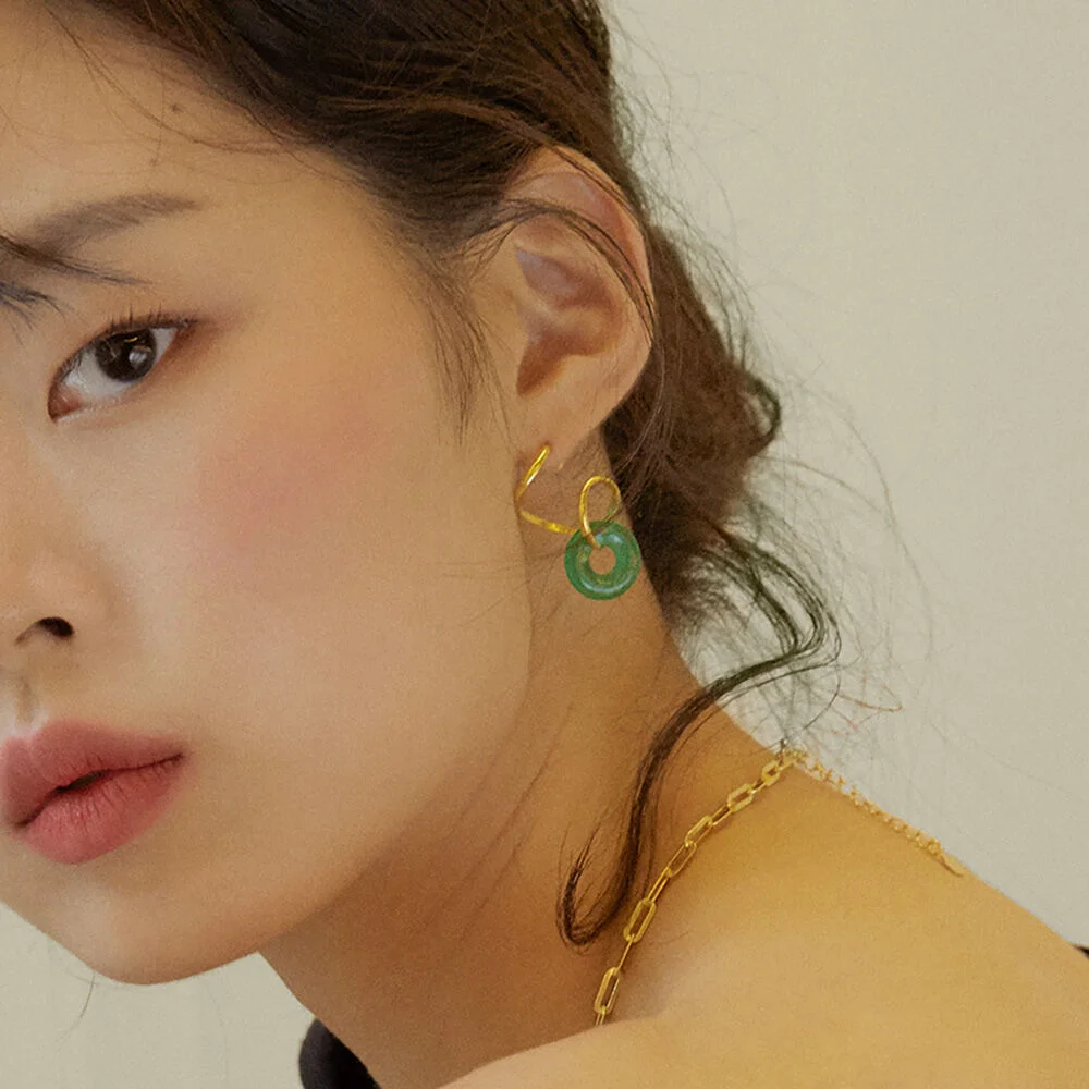 Jade donut earrings (玉甜甜圈耳環)