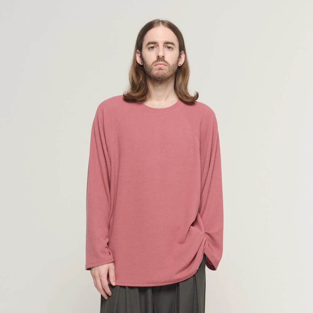 SOFT RAGLAN LAYERED LONG-SLEEVE KNIT (PINK)